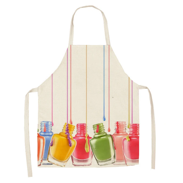 Color Nail Polish Cosmetic Theme Printing Kitchen Apron Unisex Dinner Cooking Bib Home Cleaning Sleeveless фартуки | Дом и сад