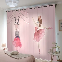 luxury fashion ballet fairy girls curtains for girls bedroom eco friendly cute cartoon digital printed blackout curtain drape