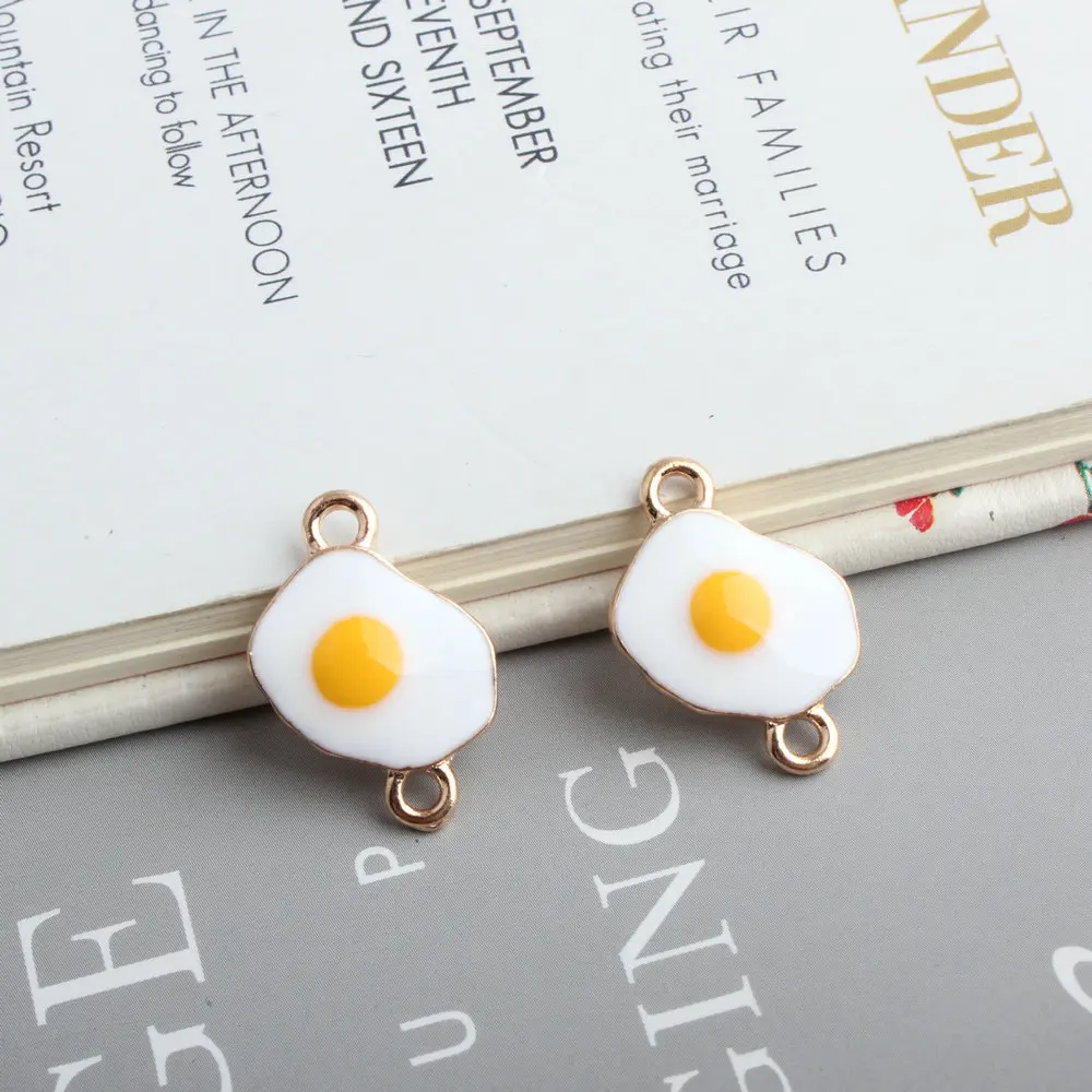 

10PCS/Lot Fashion Double Hole Poached egg Enamels Charms Alloy Pendant Bracelet Necklace Earring Jewelry Accessories DIY Crafts