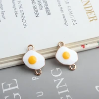 10pcslot fashion double hole poached egg enamels charms alloy pendant bracelet necklace earring jewelry accessories diy crafts