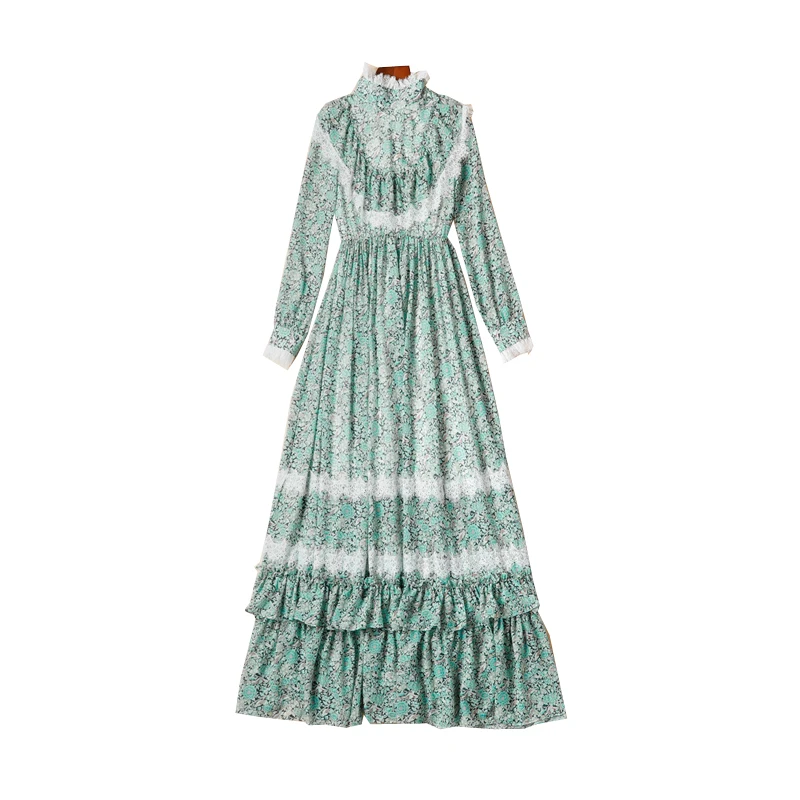 

JCHB 2021 temperament women's printed lace and flounce French dress