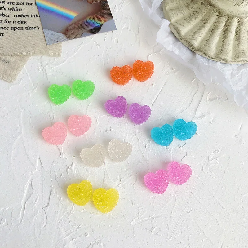 Милые серьги гвоздики в виде сердца ручной работы Корейском стиле желе конфет