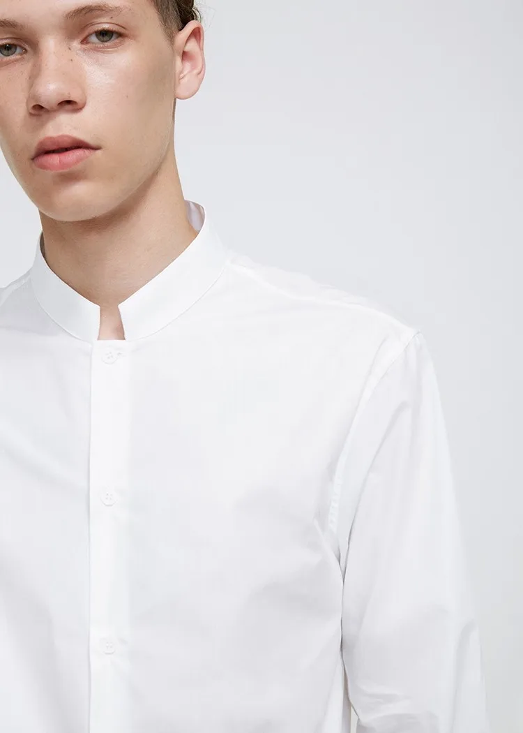 Мужская одежда GD Парикмахерская Модная приталенная рубашка с воротником-стойкой