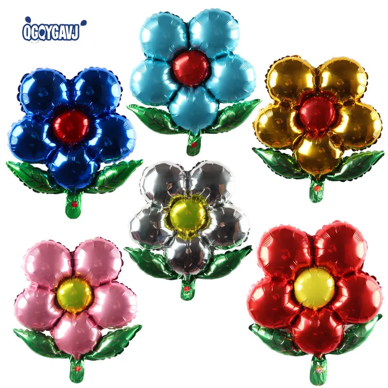 QGQYGAVJ Flowers Aluminum Foil Balloons Happy Birthday Wedding Decorations Ballons Baby shower Market Activity Party Supplies |