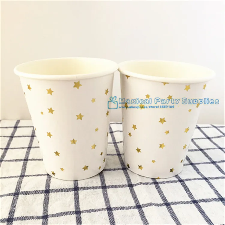 80 шт золотые фольгированные бумажные стаканчики со звездами Свадебные девичьи