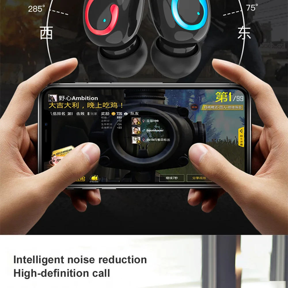 Kzofu F7 TWS 5,0 Bluetooth Oortelefoon 6D стерео Draadloze Koptelefoon In-Ear PX7 Водонепроницаемая гарнитура 3500 мАч светодиодный Smart power
