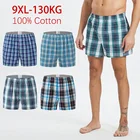 Трусы-боксеры мужские хлопковые в клетку, нижнее белье, свободные шорты для сна, в полоску, большие размеры 9XL 6XL XXXXXL
