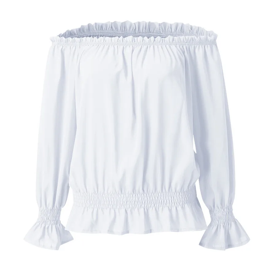 Женские рубашки с открытыми плечами однотонные повседневные шифоновые длинным