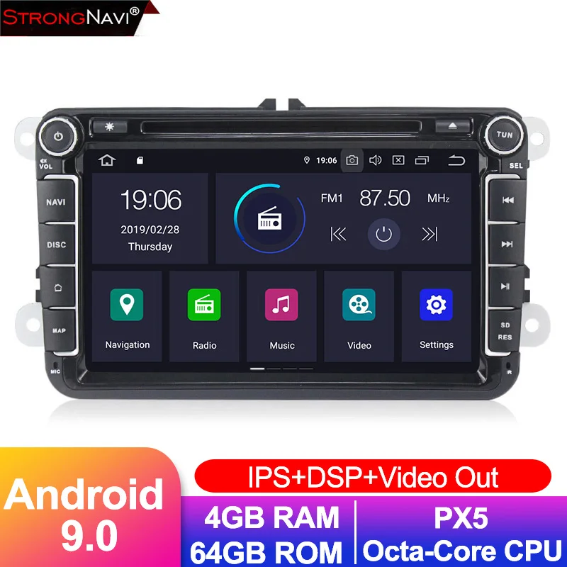 8 дюймов Android 9 0 4 + 64G ips Автомобильный мультимедийный плеер для VW Magtan Volkswagen SKODA GOLF 5 6