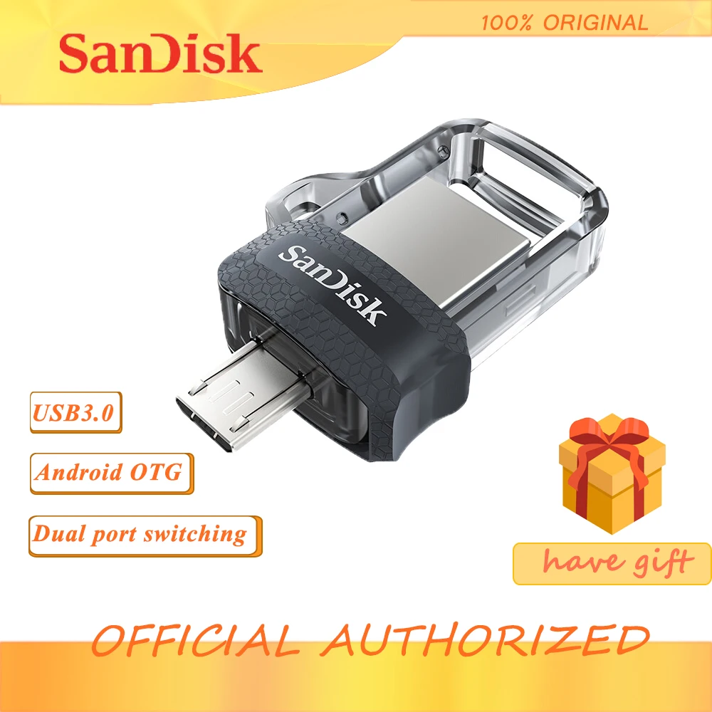 Оригинальный двойной флеш-накопитель SanDisk Extreme SDDD3 OTG USB флэш-накопитель 256 ГБ 128 Гб