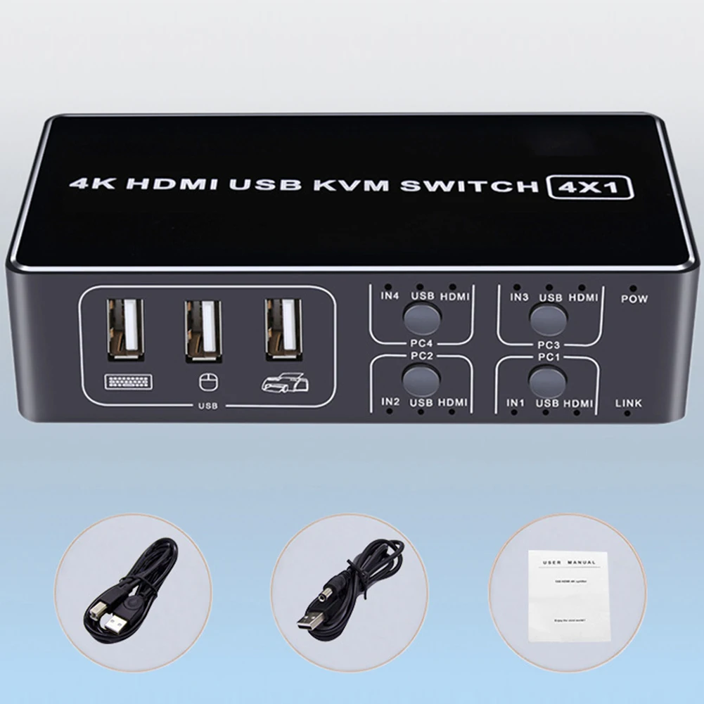 4K Professional For Mouse Keyboard 4 Port USB HDMI Ultra HD Computer Plug And Play Hub Sharing Scanner Stable KVM Switcher |