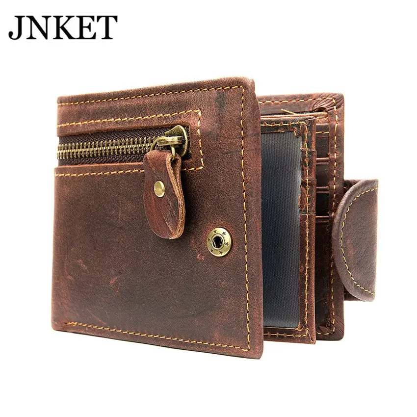 

JNKET Ретро Для мужчин, короткий кошелек, Воловья кожа, на молнии, кошелек для кредитных карт бумажник держатель для карт