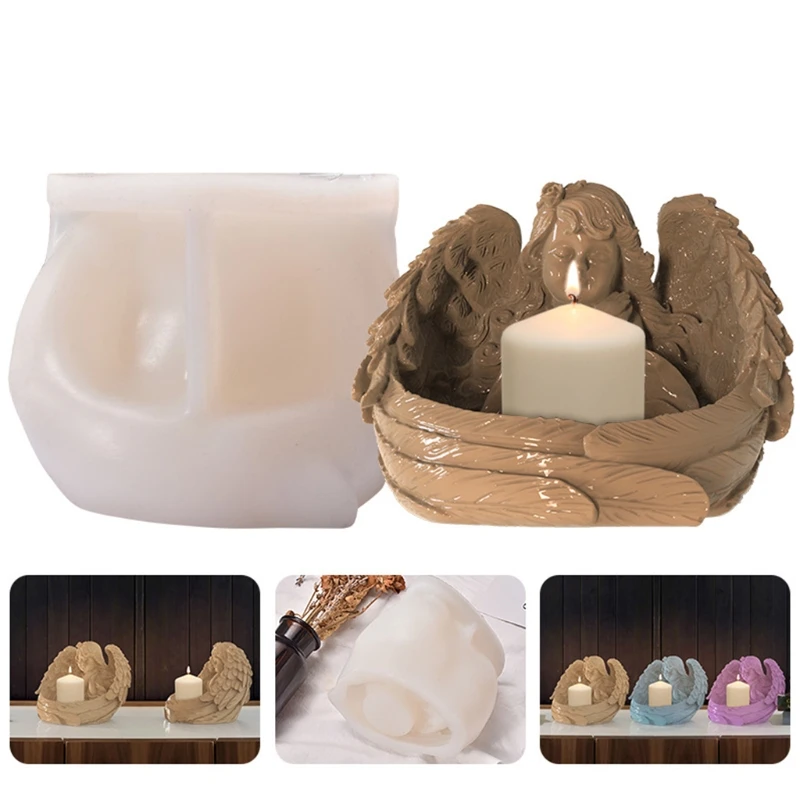 

DIY Glue Dropping Mould Angel Candlestick Silicone Mould for Automobile Ornaments Make Dripping Glue UV Soft Pottery