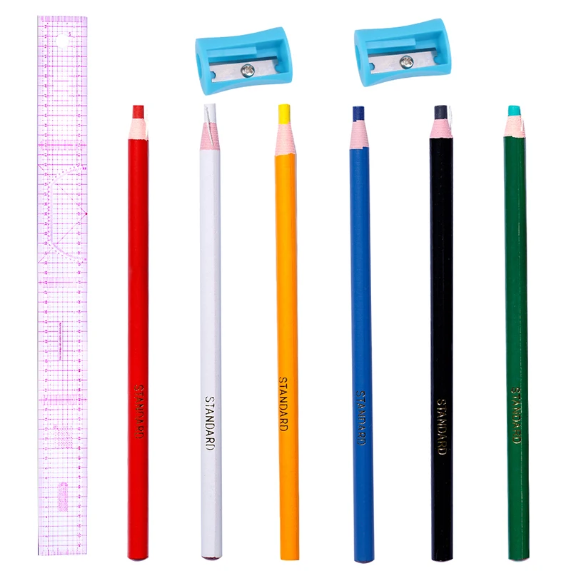 

Sewing Tool Set Sewing Ruler Patchwork Ruler Pencil Sharpener Color Pencils Fabric Marker Pen Sewing Garment Pencil For Sewing