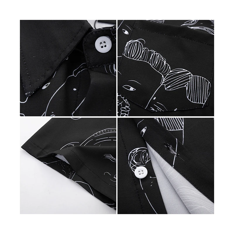 

Print Casual Women's Shirt Oversize Summer 2021 Fashion Blouses Korean Clothing Hip-Hop Clothing Half Sleeve Tunic Female Loose