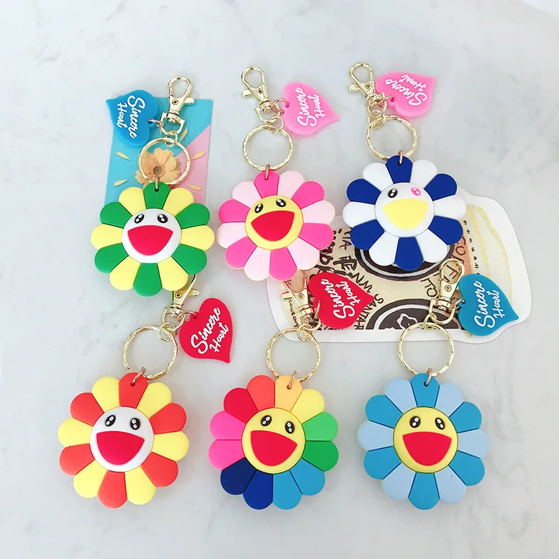 

Smile sunflower Keychain Women Key Ring Men's Funny Cute sunflowers Pendants Girls Cartoon Key Holder Chain for Pants Llaveros