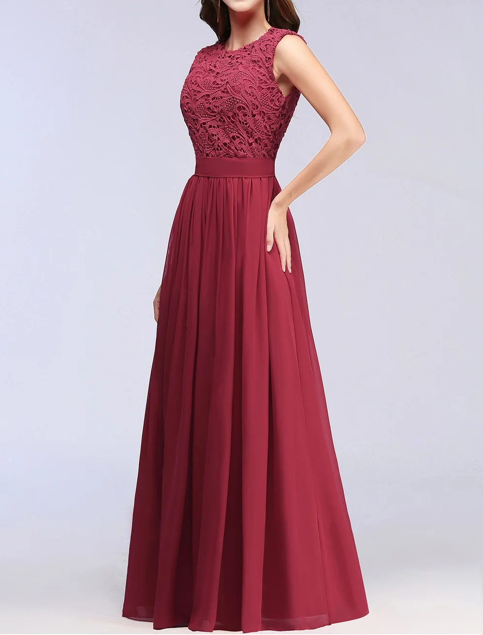 

Women's long evening dress plus size O neck lace chiffon formal prom event dress white sexy cocktail wedding party dress