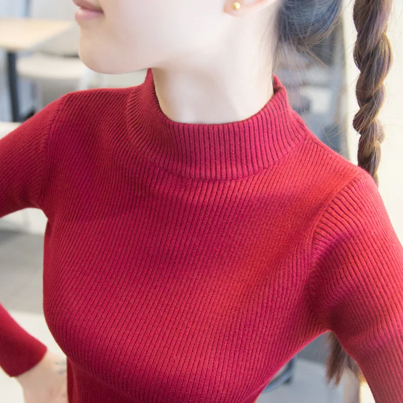 Sweater Women's Autumn And Winter New Style Pullover Versatile Slim Fit Tight-Fit Long-Sleeve Base Shir | Женская одежда