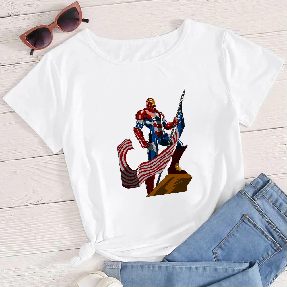 

Cute Spider Print Disney Women T Shirt Minimalist Exquisite Kawaii Tshirt Comfy Captain Steel Spider Creative Marvel Clothes