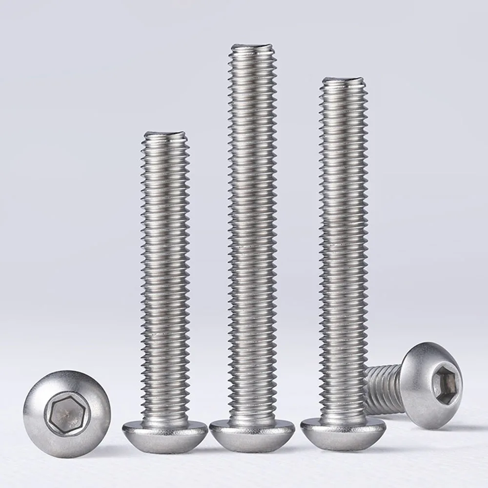 

Винты с полукруглой головкой и шестигранным отверстием из нержавеющей стали 304, крепежные болты с круглой головкой M2M2.5M3M4