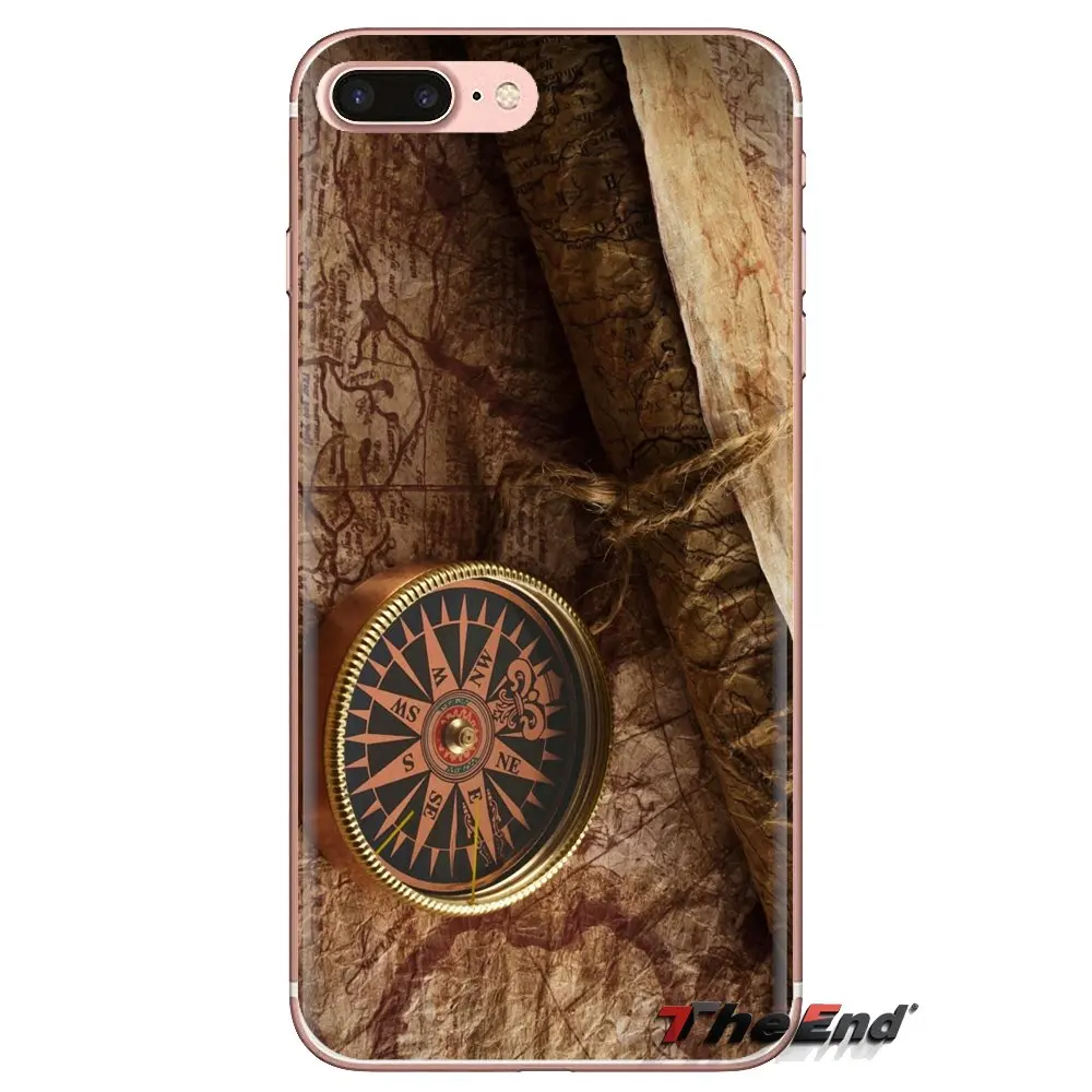 For HTC One U11 U12 X9 M7 M8 A9 M9 M10 E9 Plus Desire 630 530 626 628 816 820 830 Nautical Compass And Map Transparent Soft Case |