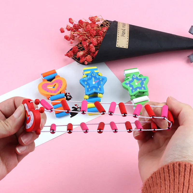 3 шт./лот деревянные наручные часы с милым мультяшным принтом ремесла браслет