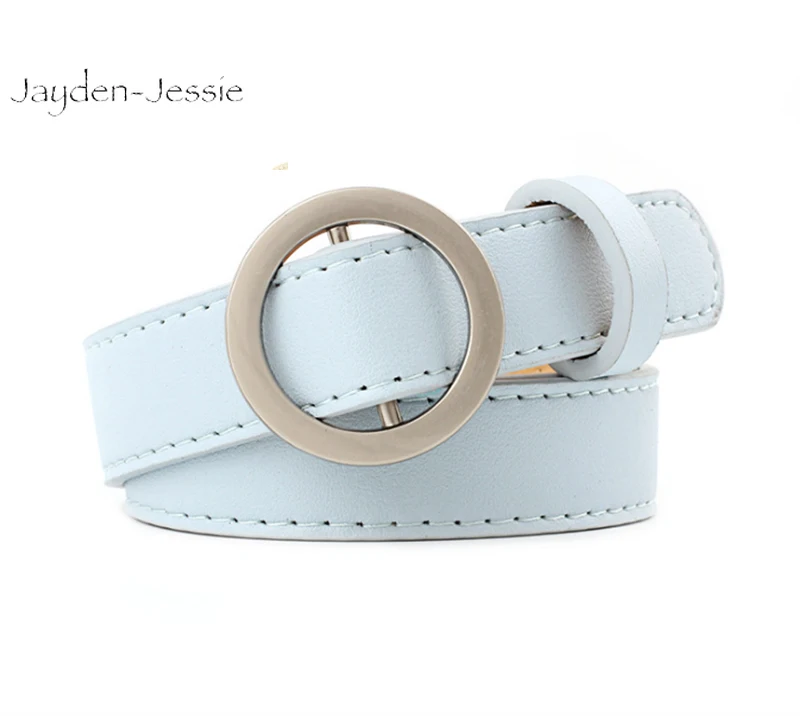 Женский пояс из искусственной кожи с металлическим кольцом и пряжкой однотонный