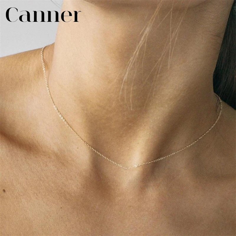 

100% real 925 sterling silver Clavicle bare chain Gold color Chokers Necklace for Women18K Gold Chain Necklace Fashion Jewelry