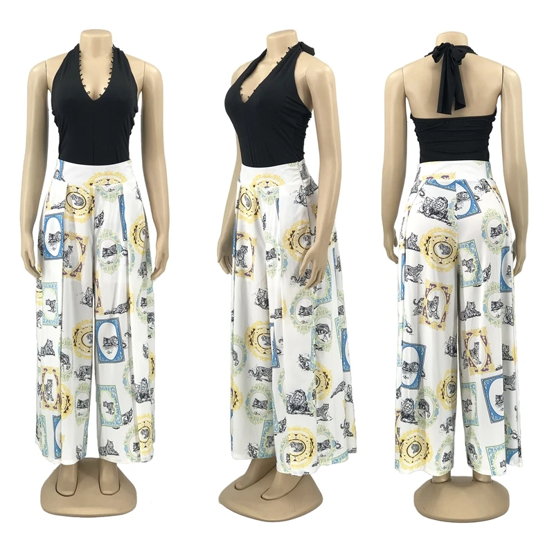 

MT155-1057 2021 fashion women's summer new high waist wide tube print casual wide-leg skirt pants wholesale