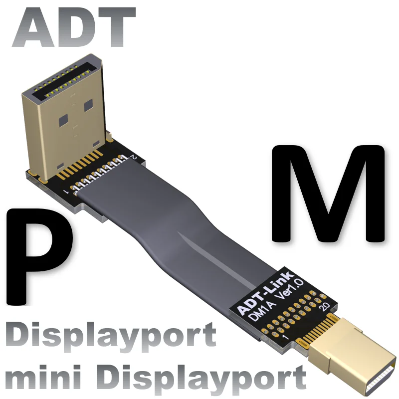 

DP Стандартный поворотный mini displayport1.4 Удлинительный кабель hd угловой плоский тонкий Поворотный соединитель 32,4 Гбит/с 8K(UHD)/60p