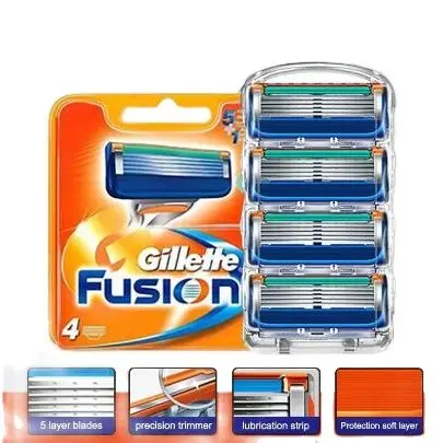 Лезвия для бритвы Gillette Fusion 5 мужские лезвия из нержавеющей стали ухода за лицом 4
