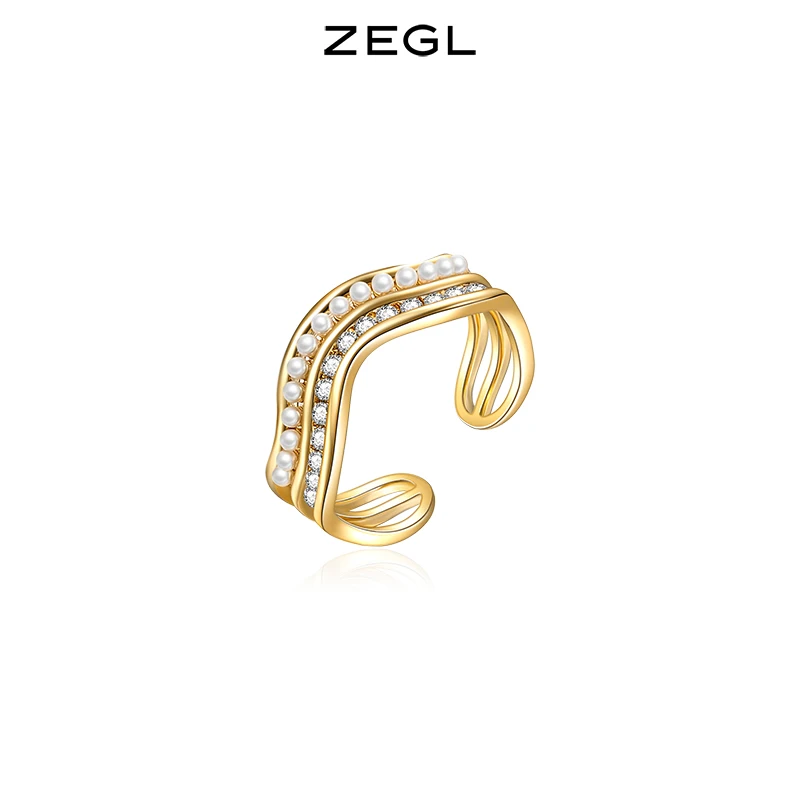 

Zegl High-Grade Wave Ring Female Light Luxury Minority Exquisite Design Retro Index Finger Ring Internet Celebrity Opening Ring