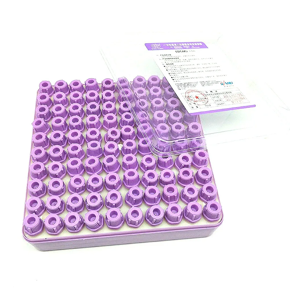 Стерильные микро трубка для забора крови с EDTAK2 фиолетовый Кепки одноразовая