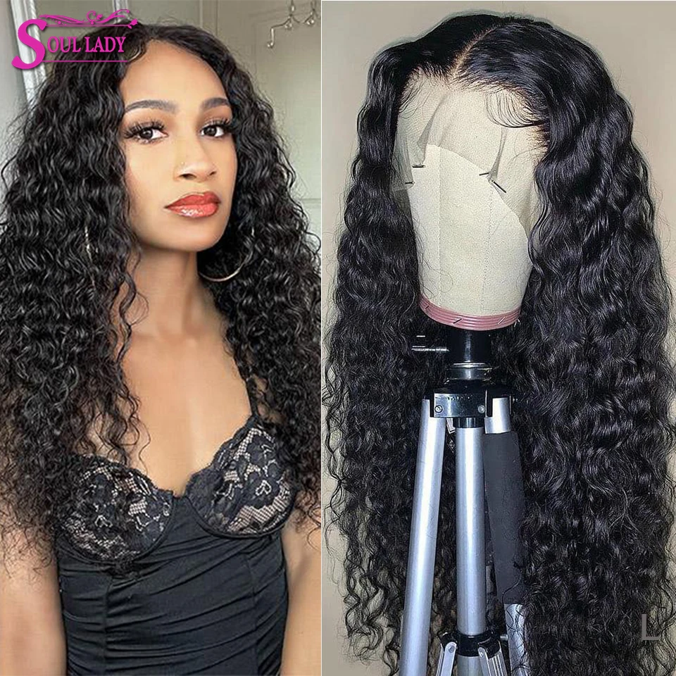 

Soullady Water Wave Wig 13x1 4x1 Lace Front Human Hair Wigs T Part Transparent Lace Wigs For Women 30 Inch Curly Human Hair Wig