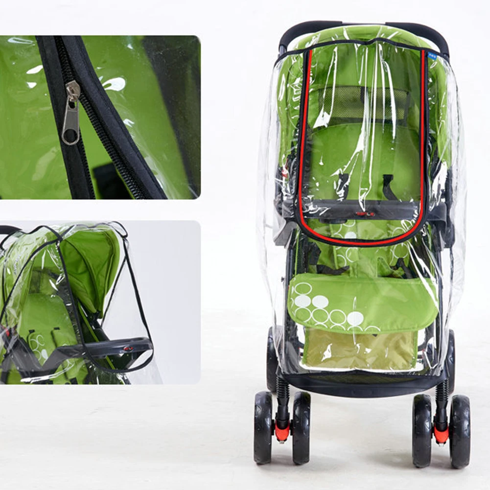 Universal Practical Portable Breathable Baby Stroller Accessories Protective Waterproof Travel Zipper PVC Rain Cover Dust Shield