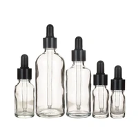 10pcs 5ml to 100ml clear glass dropper bottle with black screw cap essential oil bottles with glass pipette for lab experiment