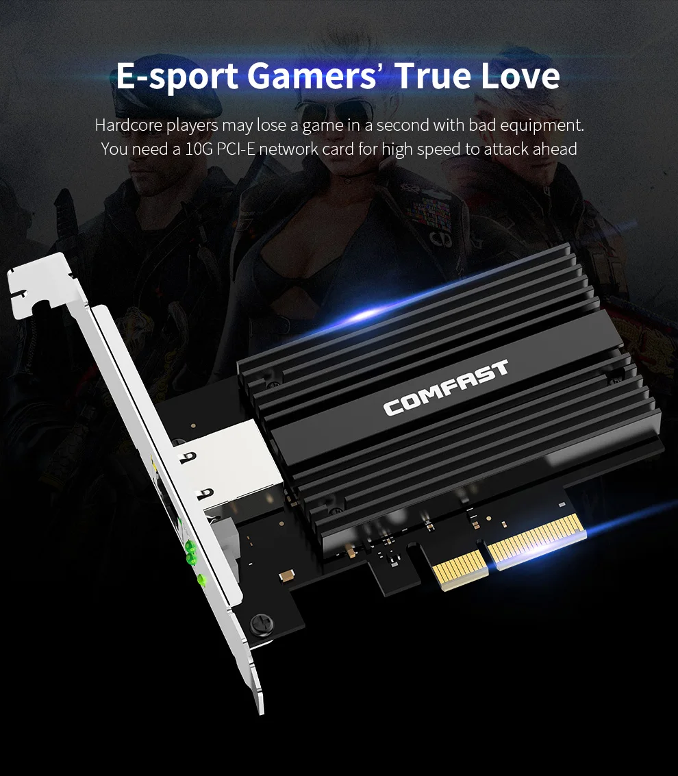 Высокоскоростная сетевая карта 10 Гб PCI E sports 10000 скорости PCiE X4 10G RJ45 сетевой адаптер