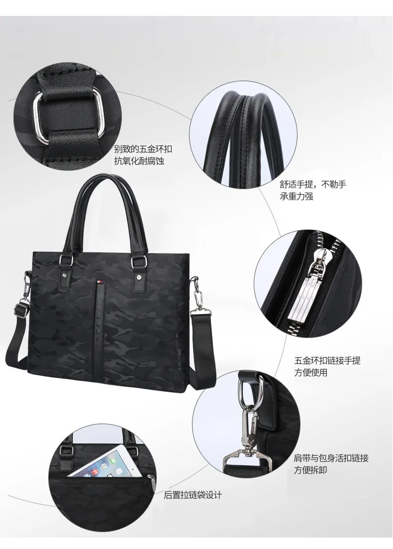 Men's Briefcase Oxford Water Proof Handbag Causal Man' Shoulder Bag Crossbody Bag 14 Inch Laptop Case Travel Bag for Man