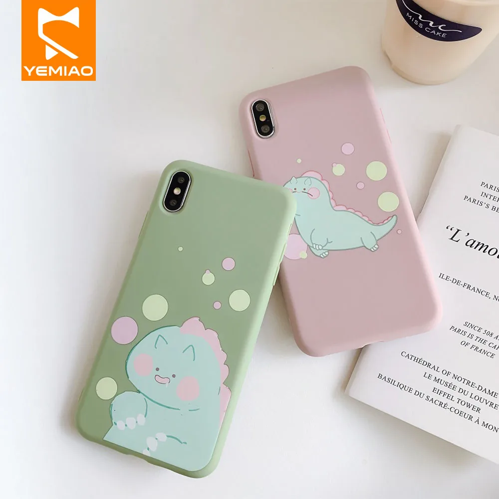 Cute Dinosaur Phone Case For OPPO R9 R9s R11 R11s R15 R17 A5 A57 A83 A9 F11 K1 RENO Cover Soft Silicon Thin Pattern Pink | Мобильные