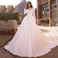 smileven princess wedding dresses long sleeve high neck muslim lace bride dresses vestido de noiva plus size wedding gowns