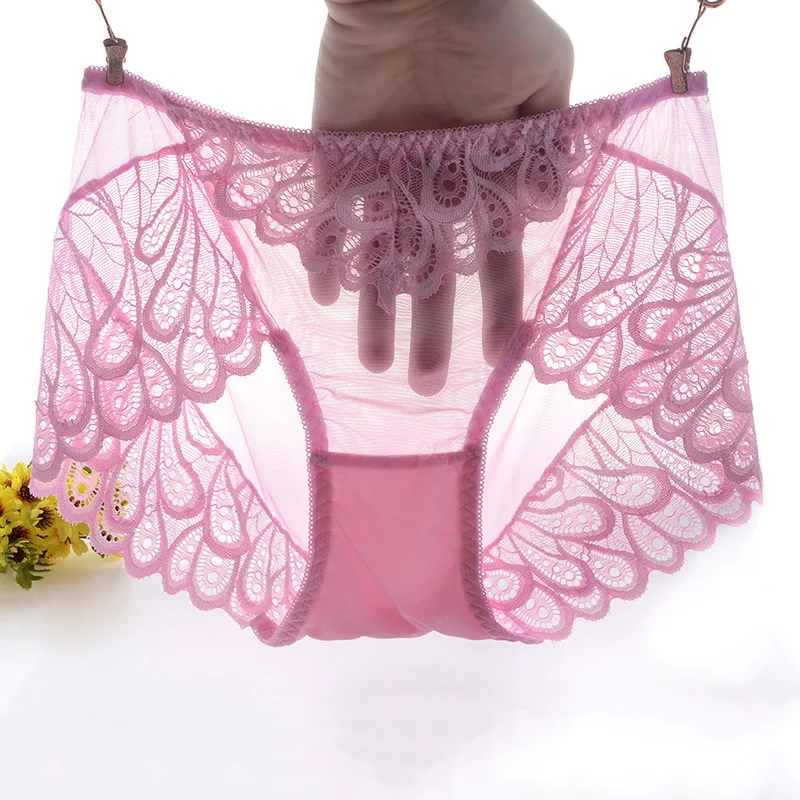 

4PCS Lace Panties Women Briefs Breathable Underwear Lady Transparent Bikini Girl Panty Female Lingerie Sexy Mom Undepants French