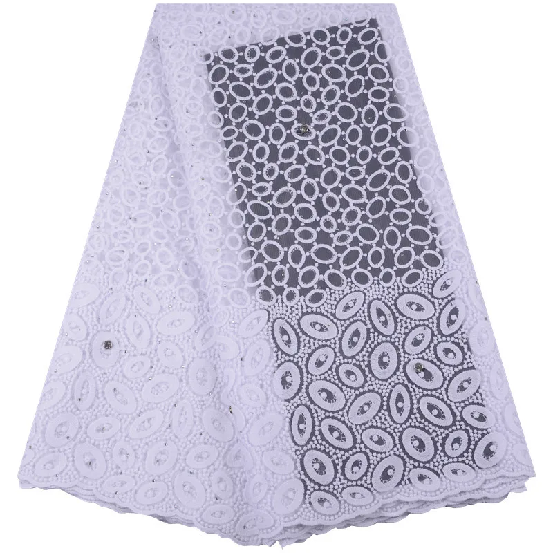 

Hot sale pure white Milk Silk Lace Fabrics High Quality French Lace Fabric With Stones New Nigerian Lace France For Wedding
