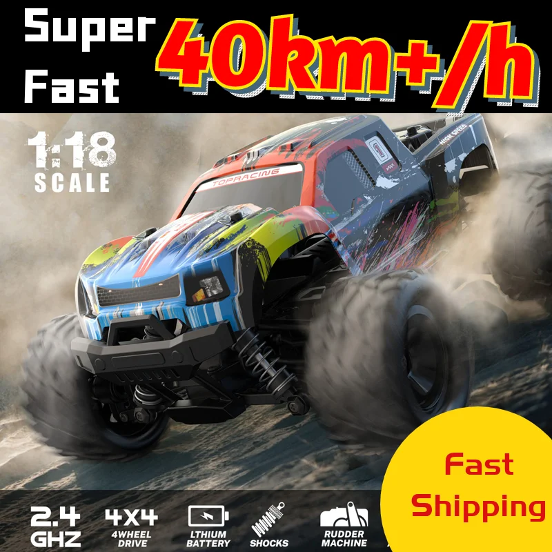 RC Car Truck Bigfoot Monster 4WD High Speed Fast Drift 40KM Remote Control Cars Crawler Climbing Off-Road Children Kids Toy Gift