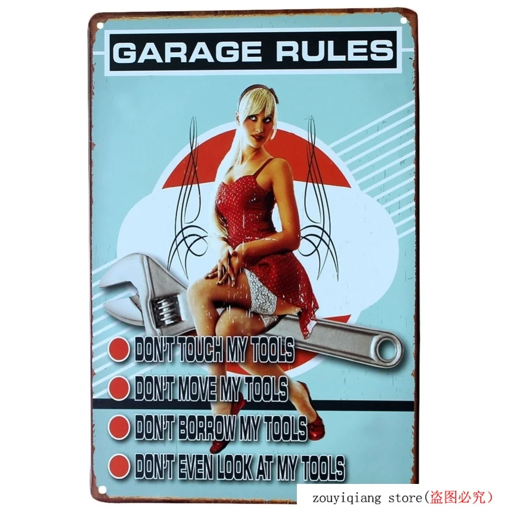 Домашний Декор стены наклейки на для дома декор &quotGarage Rules&quot Decalsmetal Олово