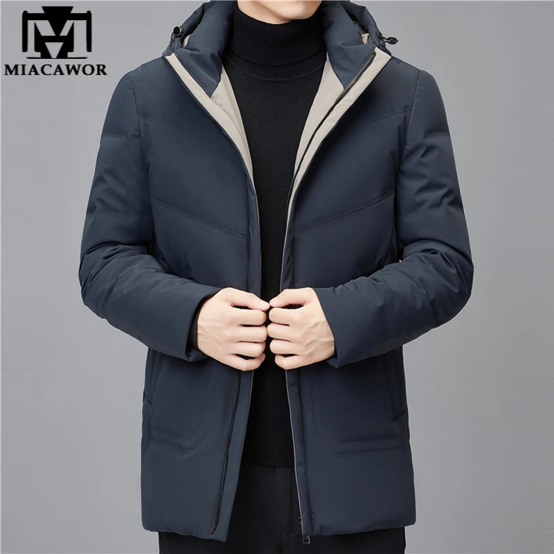 

Top Quality New Brand Classic Fashion Down Jackets Men Winter White Duck Down Coat Thick Warm Casual Parka Windbreaker Male J738