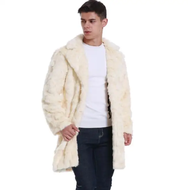 Осенняя узорная куртка из искусственной норки Мужская зимняя бежевая утолщенная