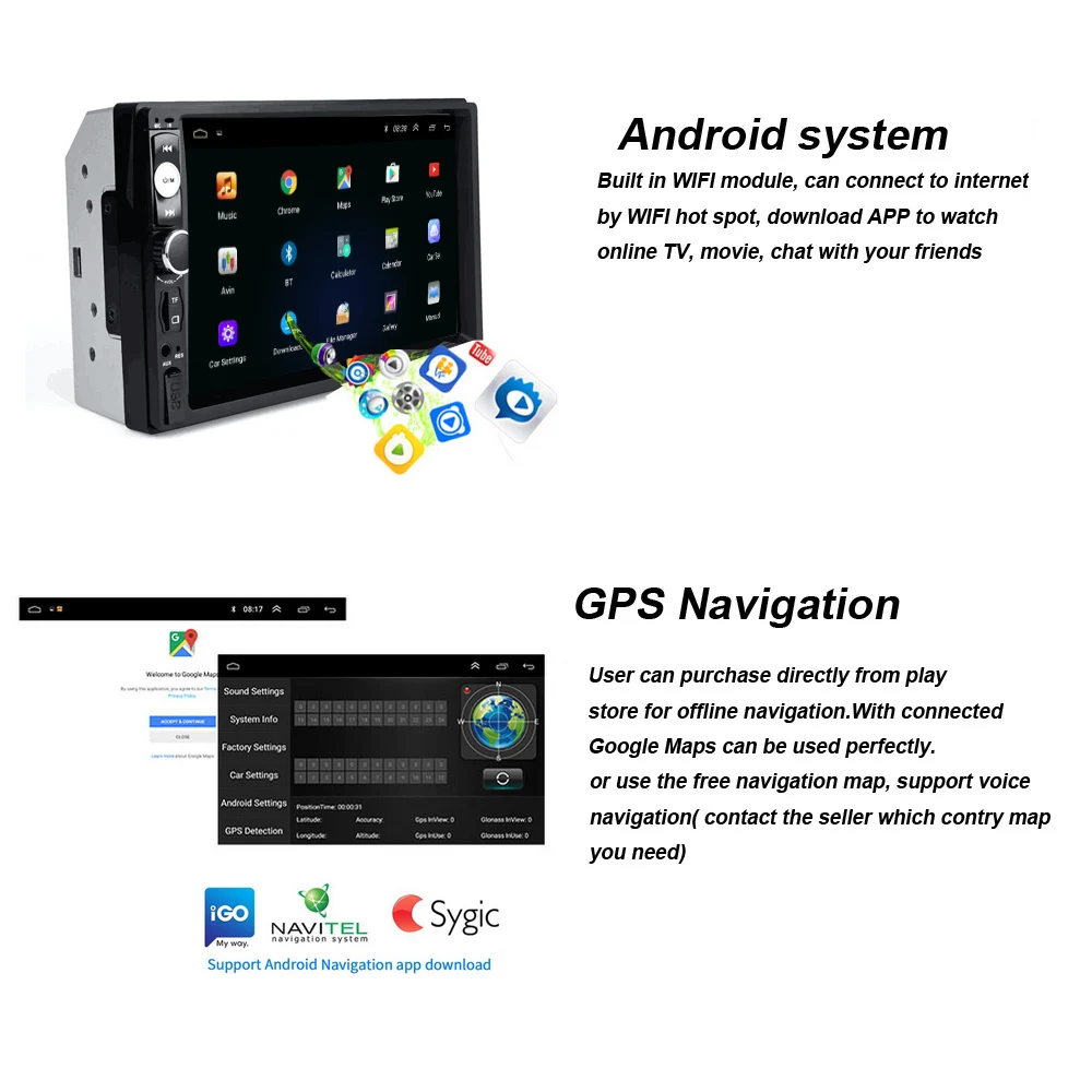 Автомобильный мультимедийный видеоплеер 2 Din Android стерео радио для Volkswagen Nissan Hyundai