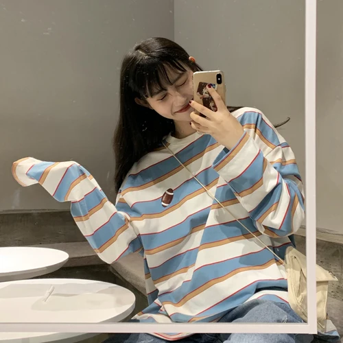 Простые специальные мешковатые синие белые повседневные свободные с длинным