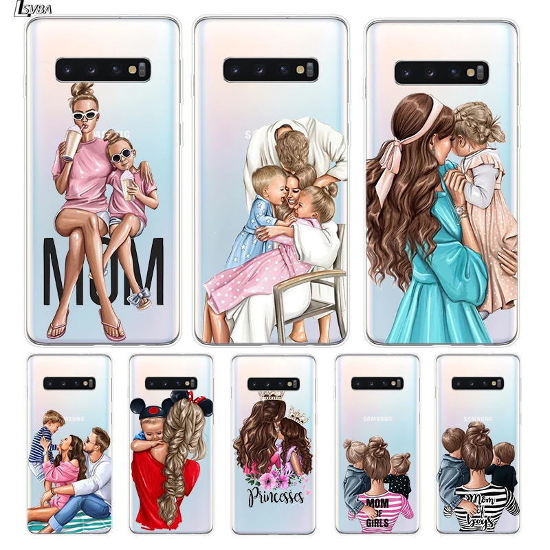 

Family Mom Baby Dad Silicone Cover For Samsung Galaxy S21 S20 FE Ultra S10 S10E Lite S9 S8 S7 Edge Plus Phone Case