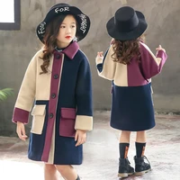 girls coat fashion patchwork wool coat for girls kids outerwear autumn thick winter clothes for girls 6 8 10 12 girls outfits